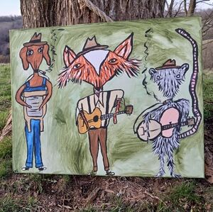 Critter Band Painting Folk Art Whimsy